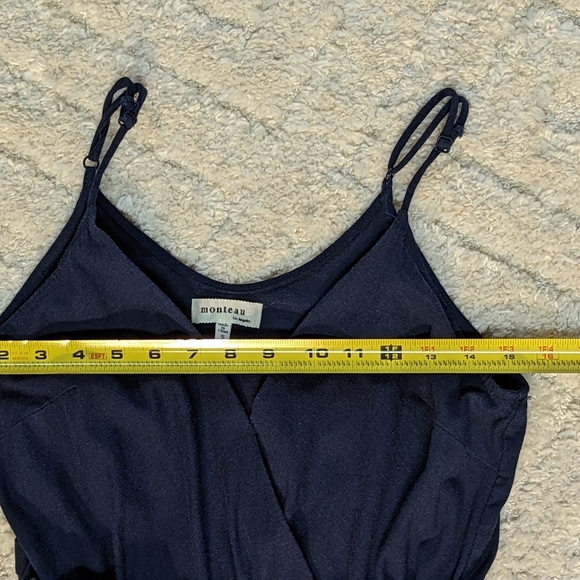 Monteau Navy Blue Cami Wide Leg Jumpsuit Elastic Waist Size Small - Picture 10 of 12